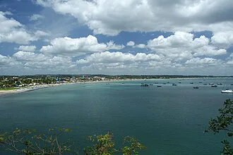 Bay of Trincomalee with calm waters and distant shoreline
