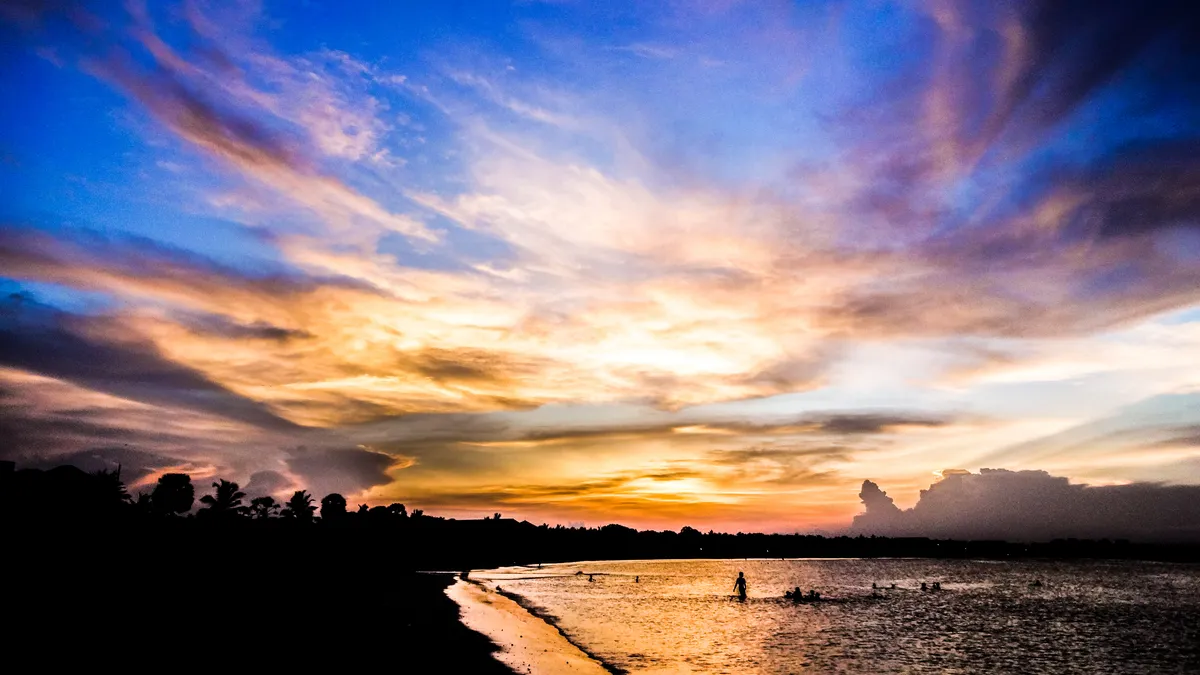 Pasikuda Beach on Sri Lanka's east coast with calm turquoise waters