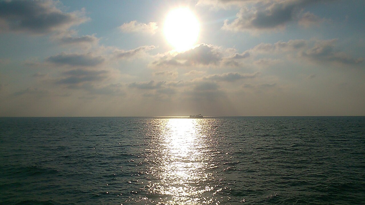 Evening light over Galle Face Green in Colombo, with the seafront promenade and city skyline