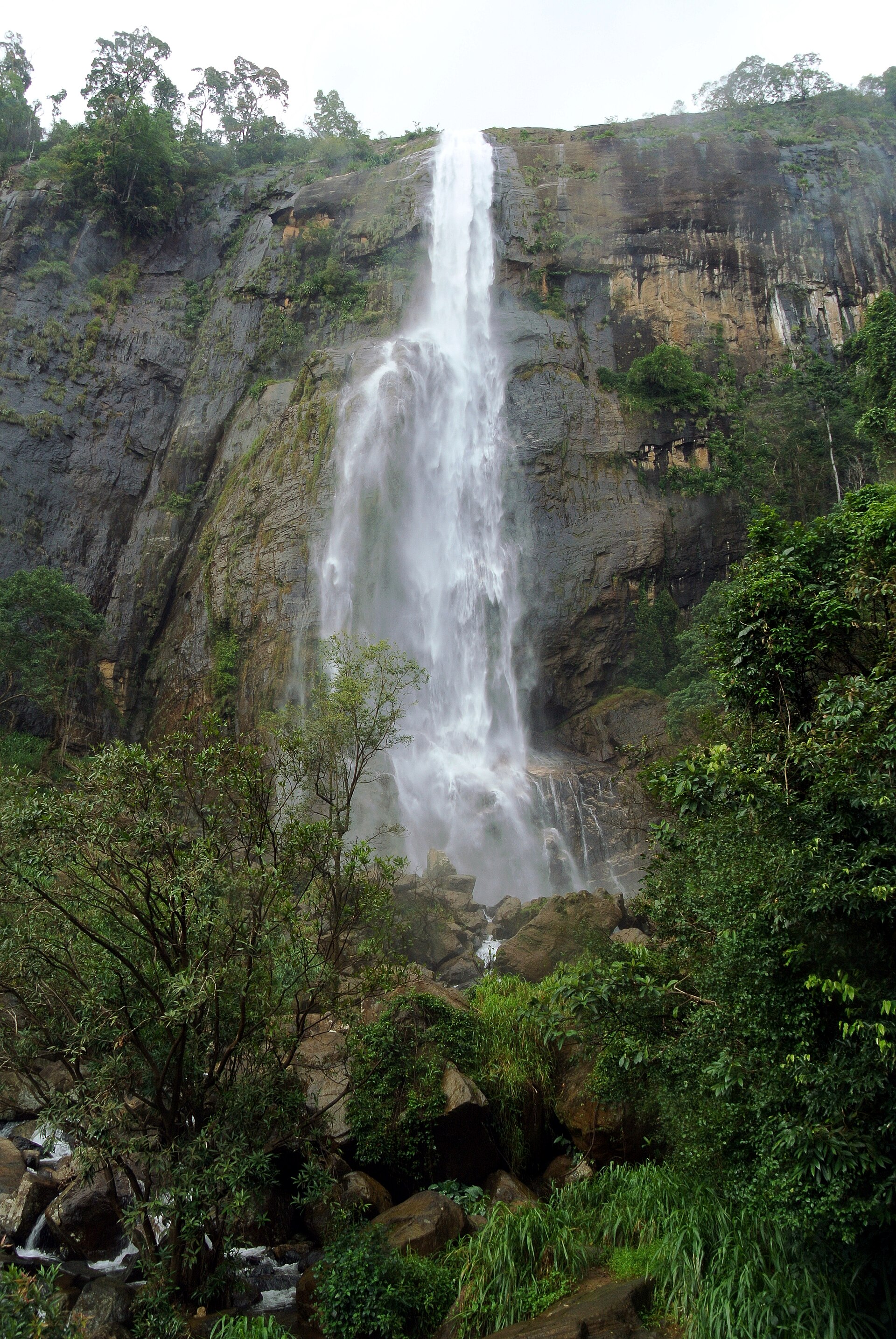 The upper falls and natural pools of Diyaluma Falls near Koslanda, Sri Lanka