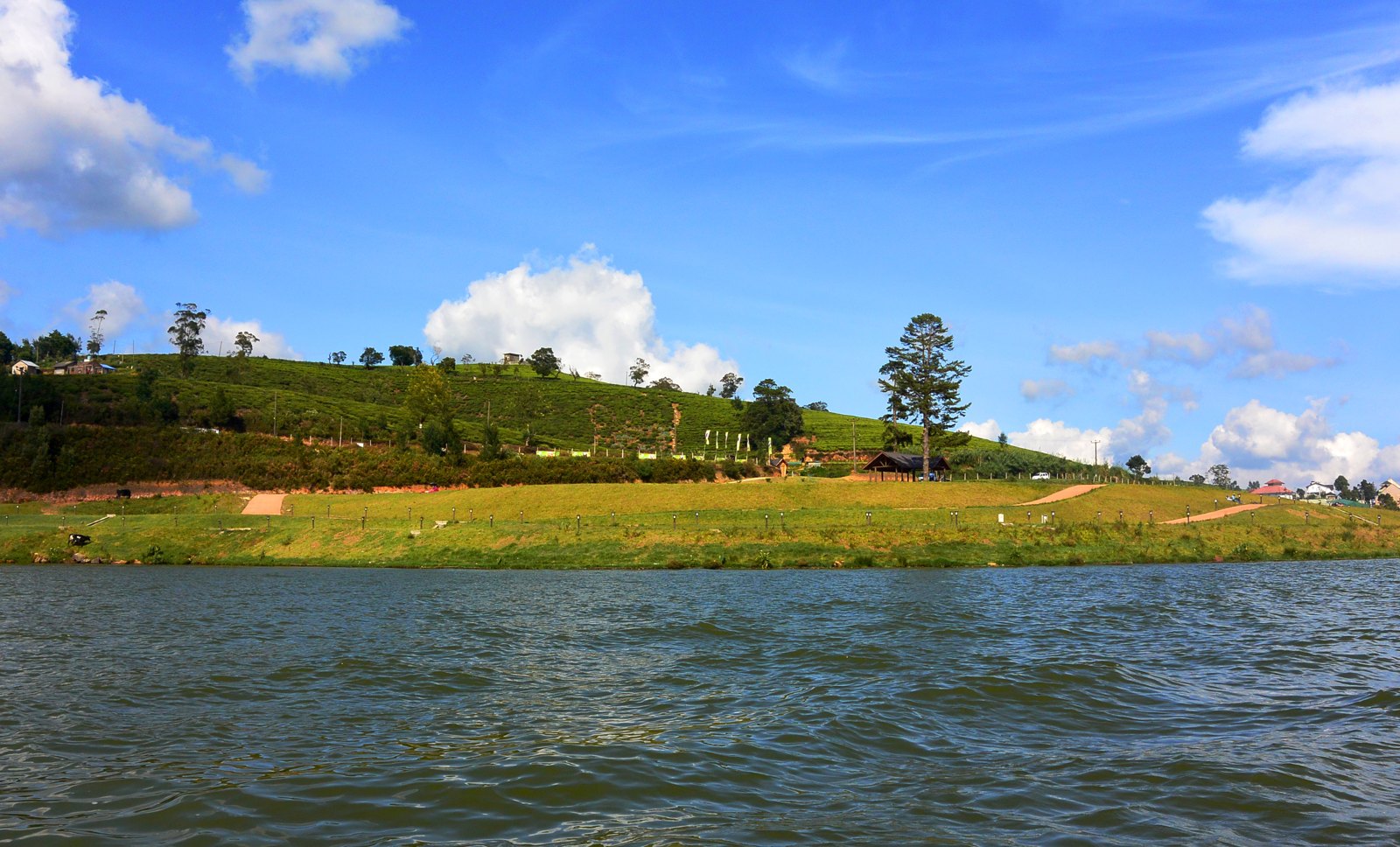 Lake Gregory in Nuwara Eliya with the hill country rising behind the water