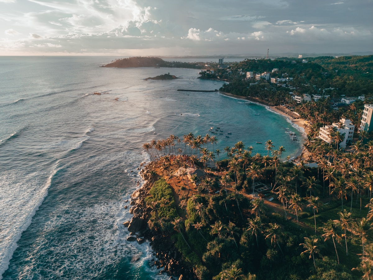 Aerial view of Mirissa beach, Sri Lanka