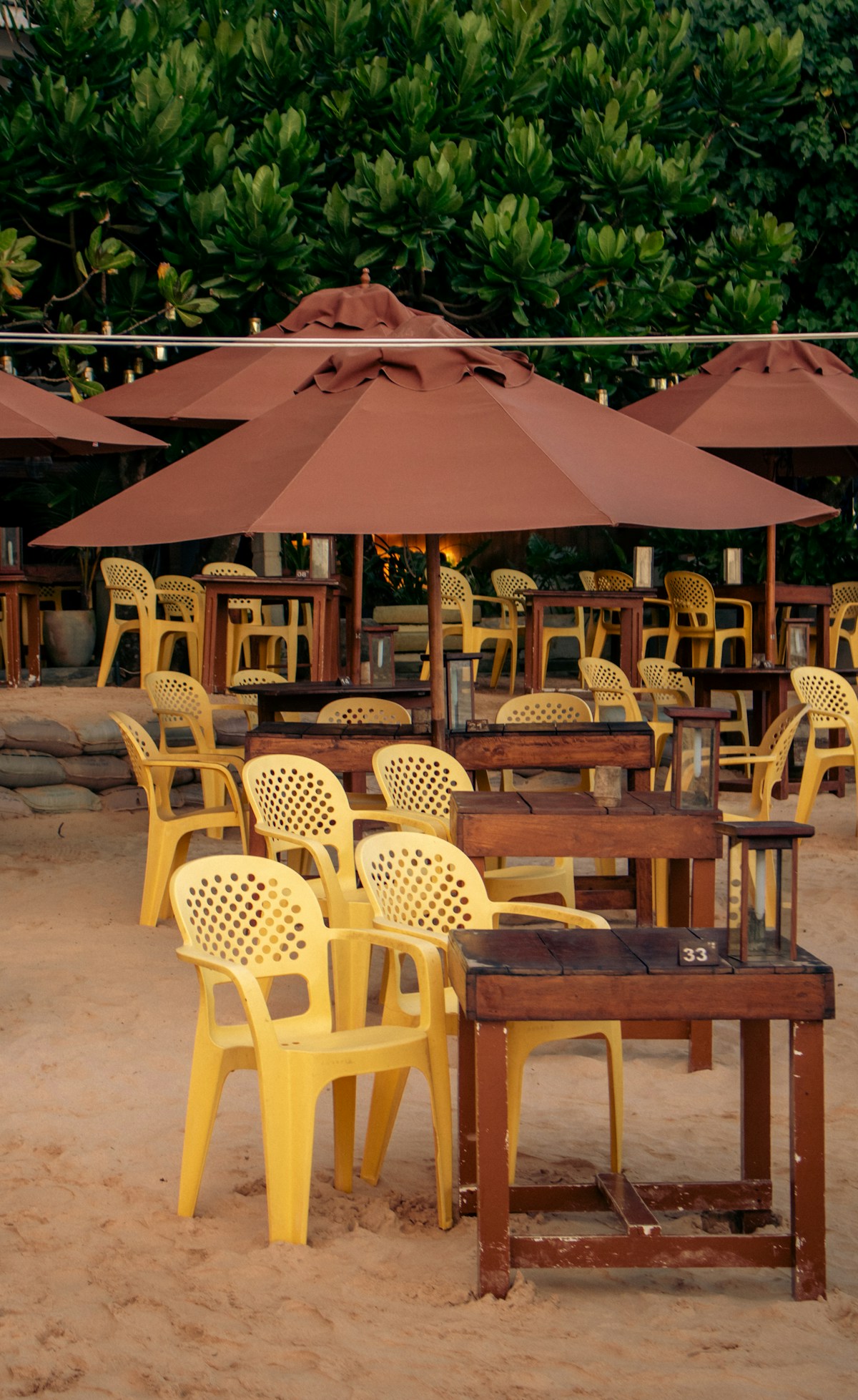 Beachside cafe on Mirissa Beach with ocean views