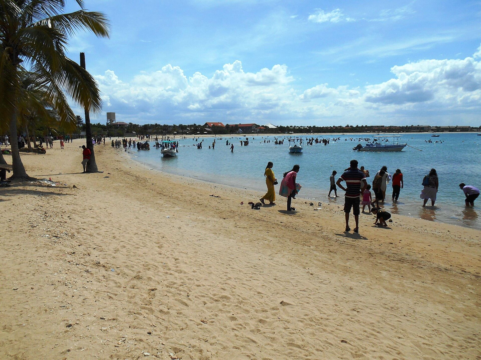 The calm, white-sand bay of Pasikudah Beach on Sri Lanka's east coast