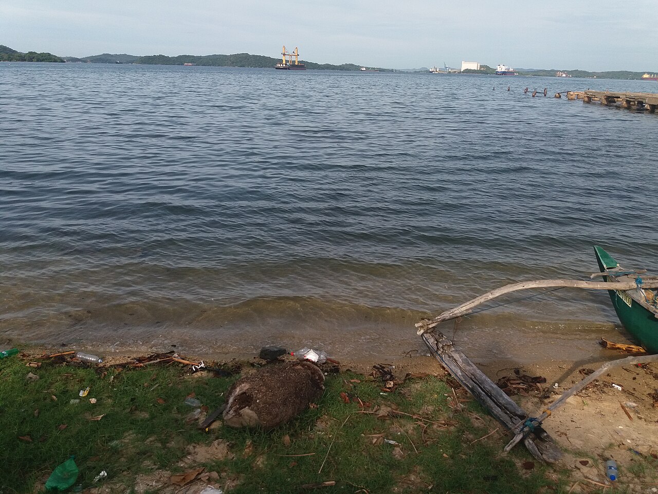 Trincomalee's deep natural harbour in bright sunshine - the destination at the end of the Colombo run